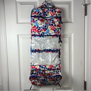 Vera Bradley Floral Hanging Travel Organizer Vacation Toiletries Luggage Blue Wh